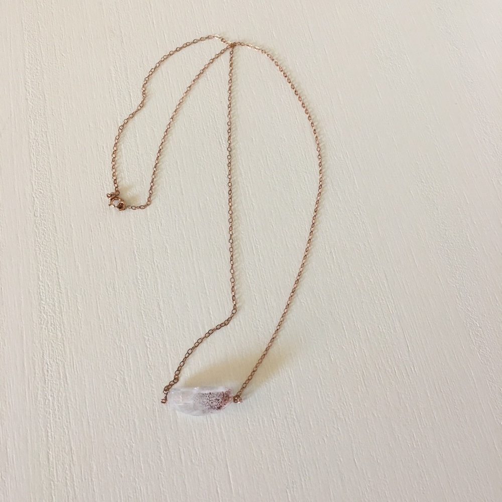 Rose Quartz Crystal Necklace Rose Gold